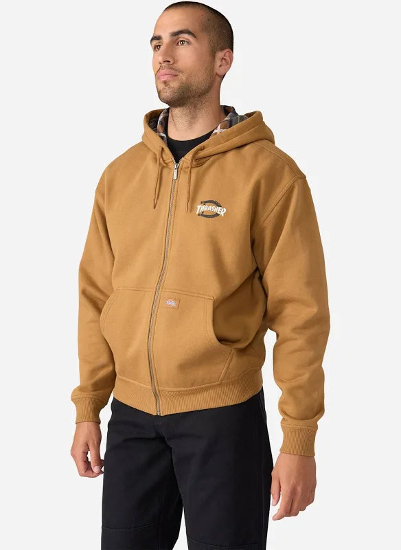 Felpa Thrasher x Dickies full zip con cappuccio marrone