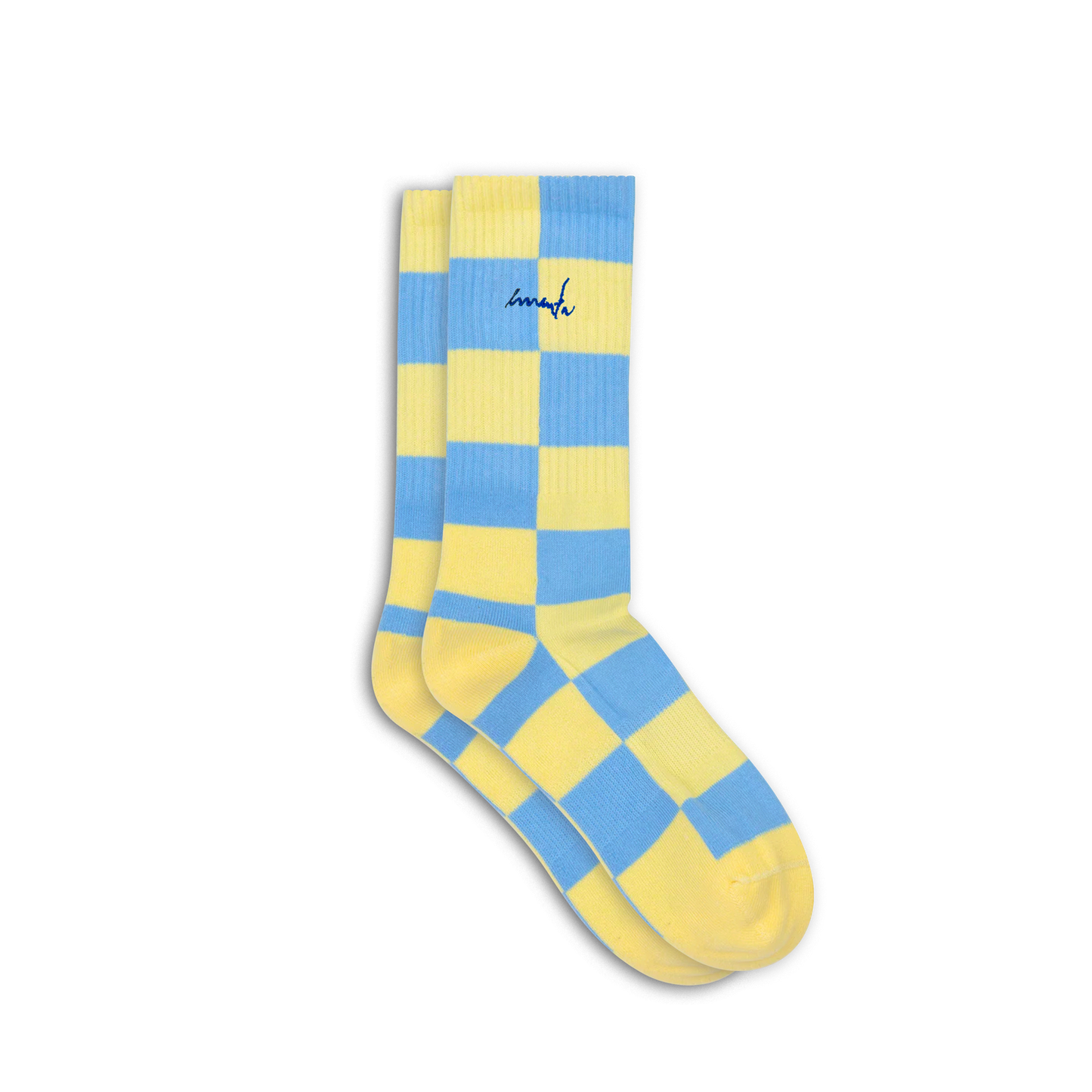 Calze Chess celeste/giallo