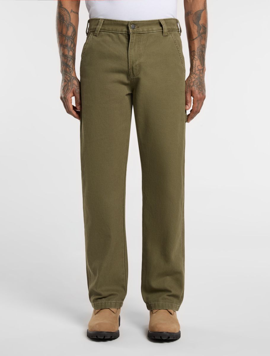 Pantalone carpenter in canvas verde