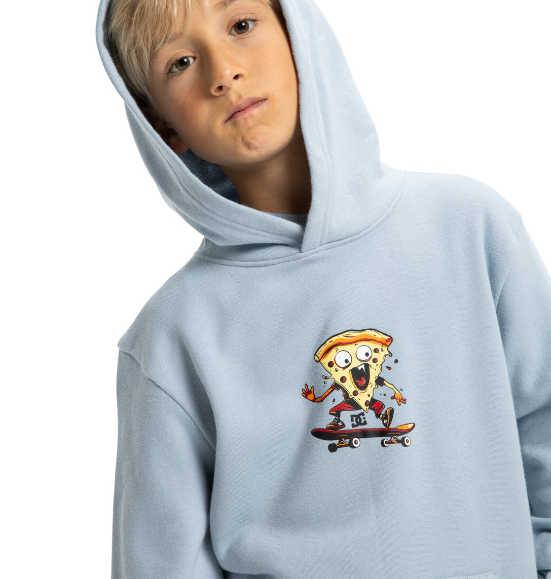 Felpa Hot slice con cappuccio celeste - 8/16 ANNI