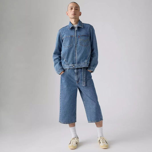 Pantaloncini Twisted baggy capri in denim blu