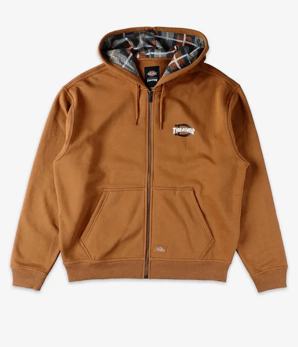 Felpa Thrasher x Dickies full zip con cappuccio marrone