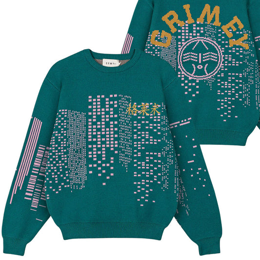 Maglione Royal boxy verde/rosa