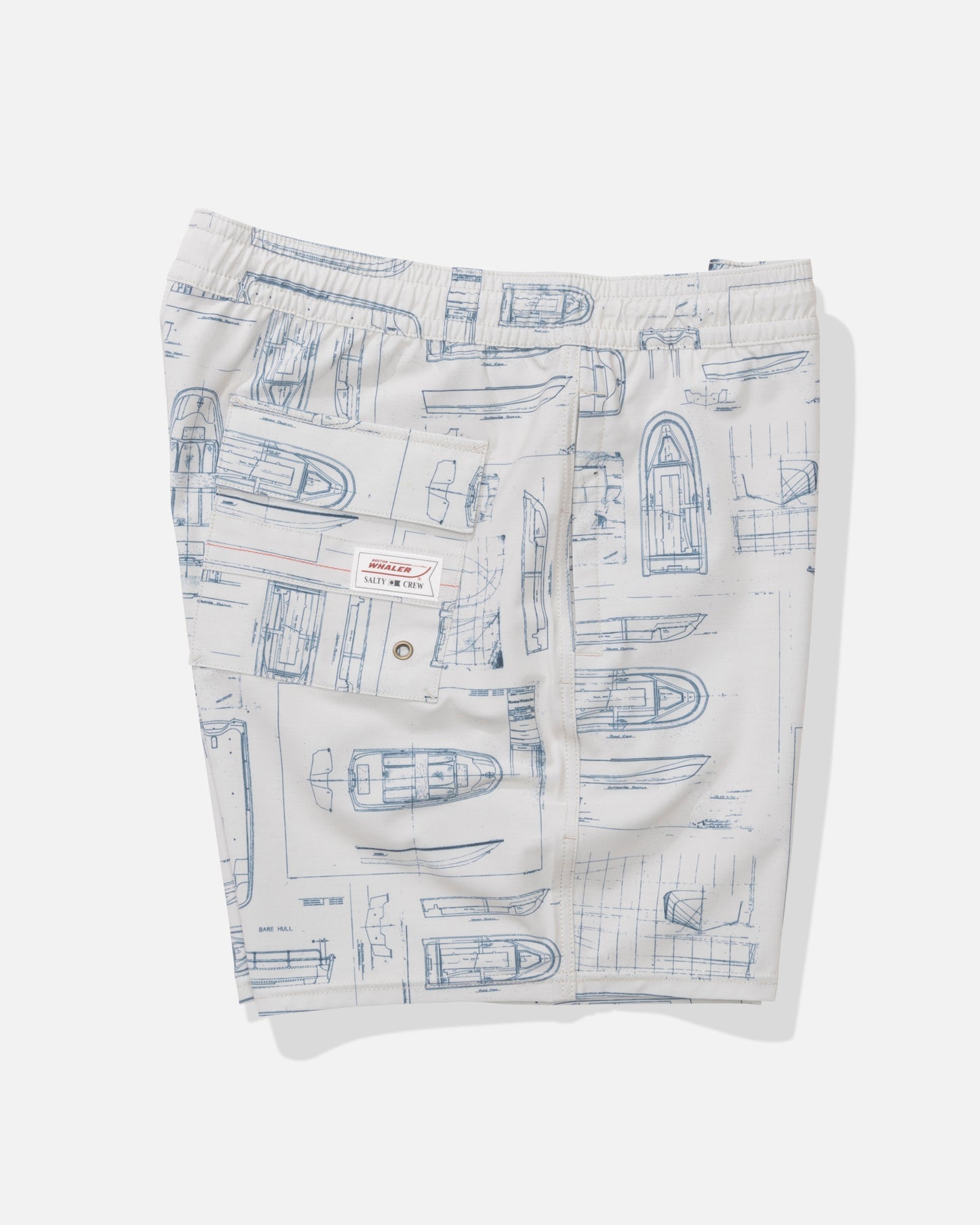 Boardshort Whaler volley bianco con barche