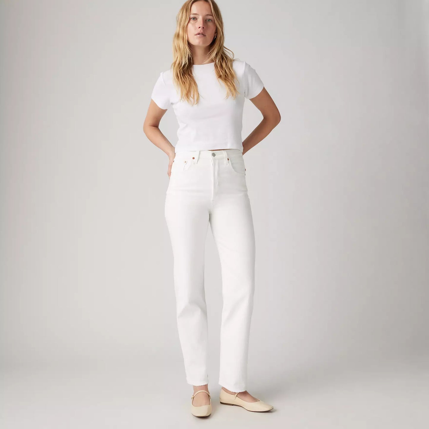 Jeans Ribcage ankle bianco