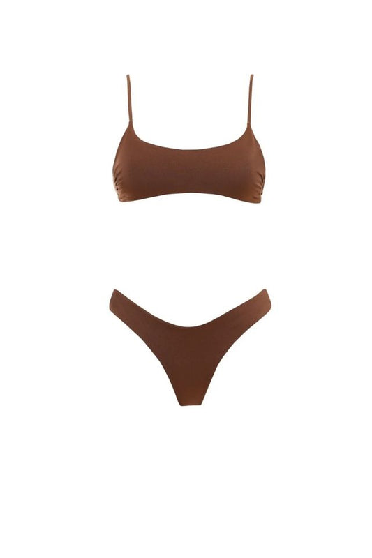 Bikini Kate lycra lucida marrone