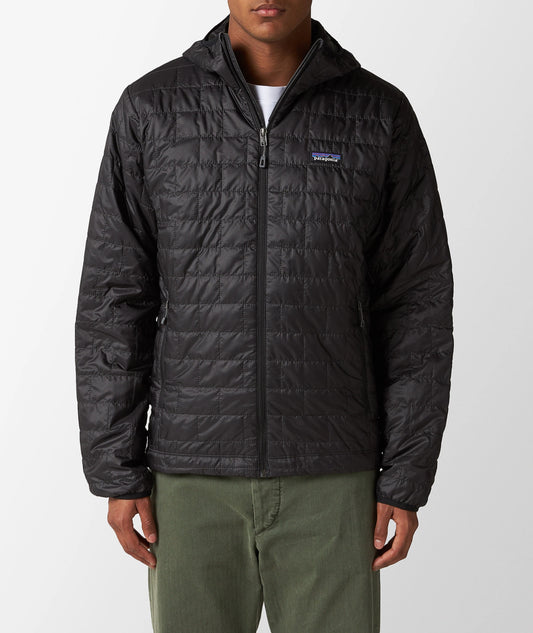 Giacca Nano puff con cappuccio nero