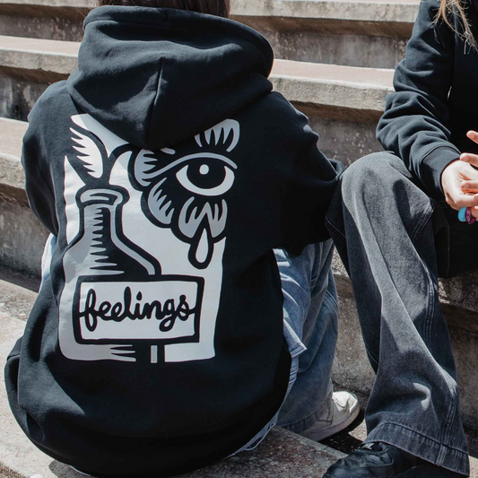 Felpa Flower con cappuccio nero