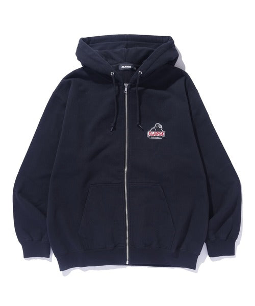 Felpa Slanted og full zip con cappuccio nero