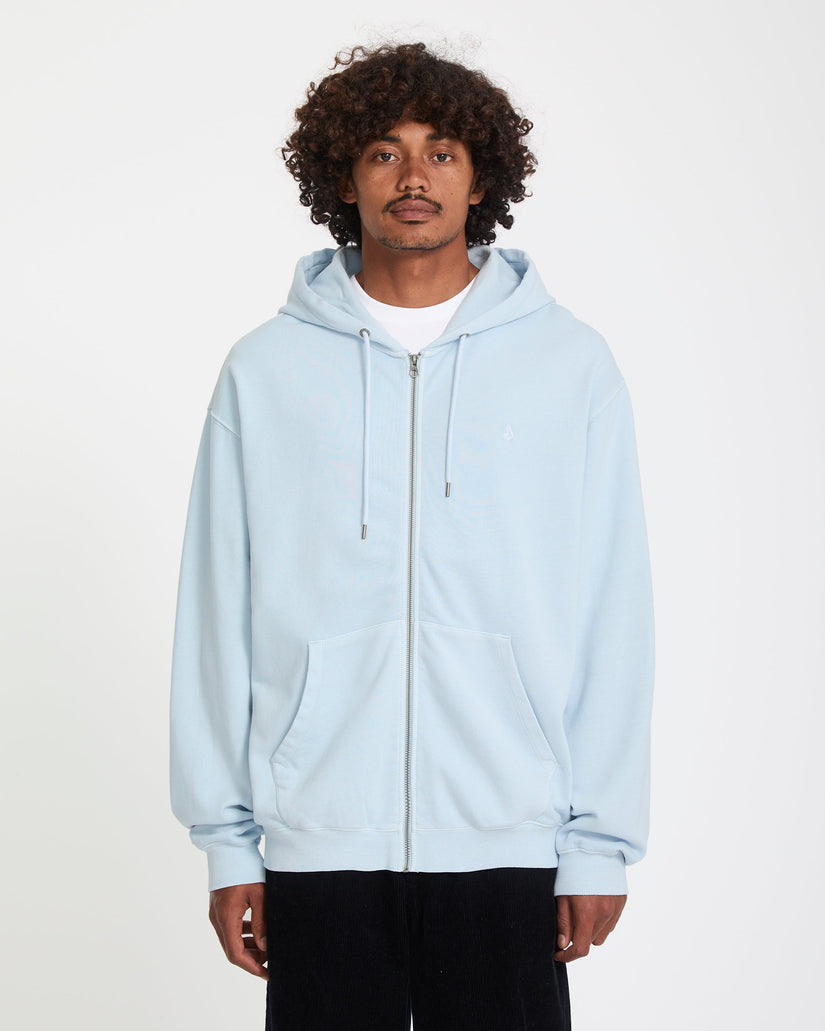 Felpa Single stone full zip con cappuccio celeste
