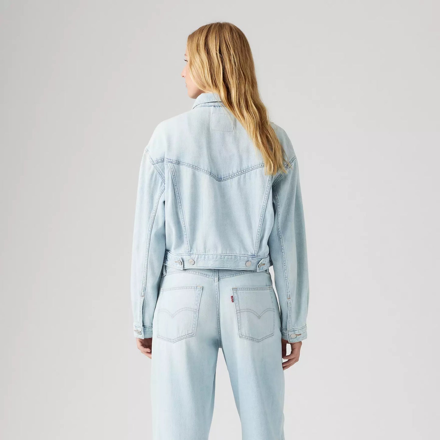 Giacca Shrunken anni 90 in denim chiaro