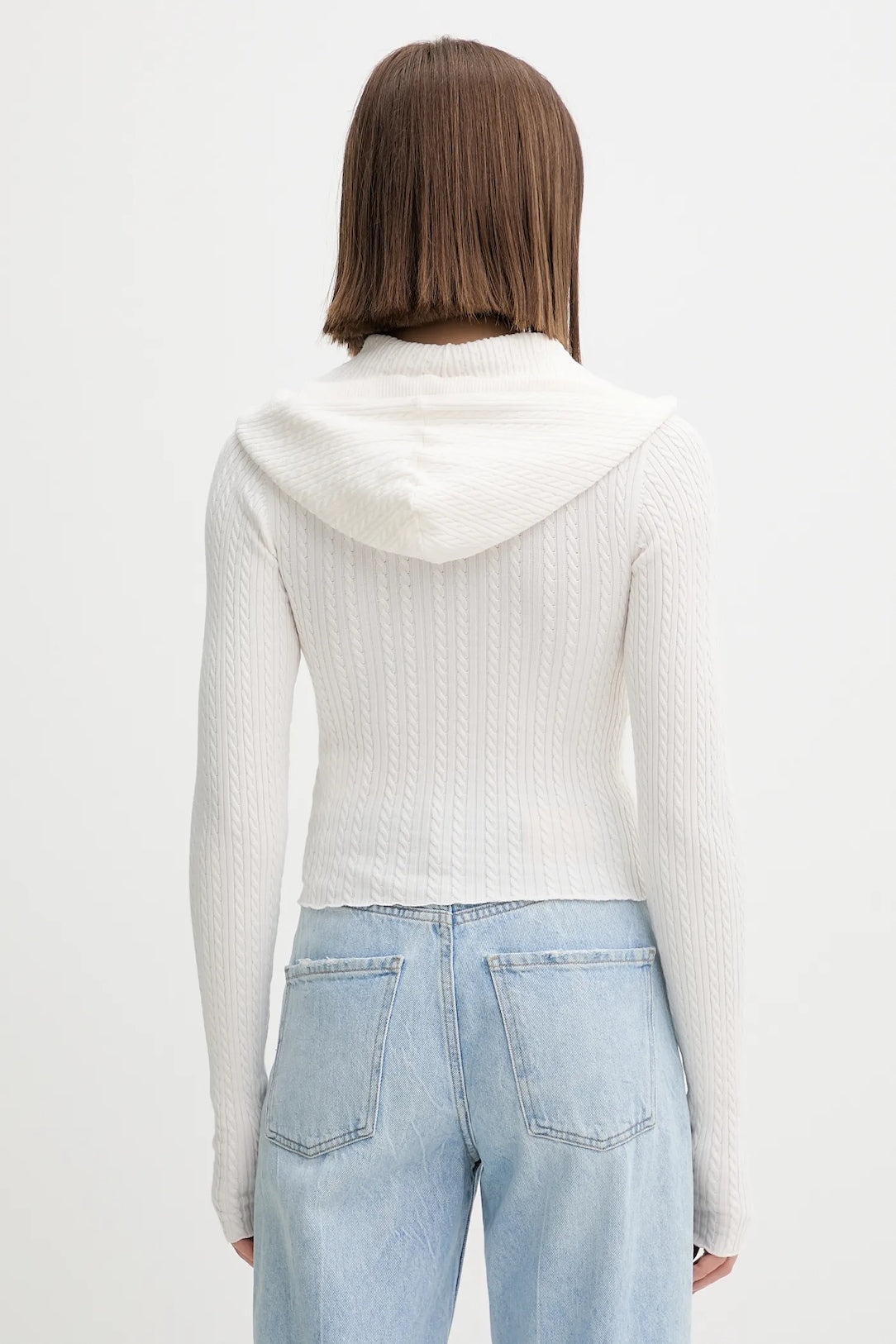 Cardigan Tommy Jeans full zip con cappuccio bianco