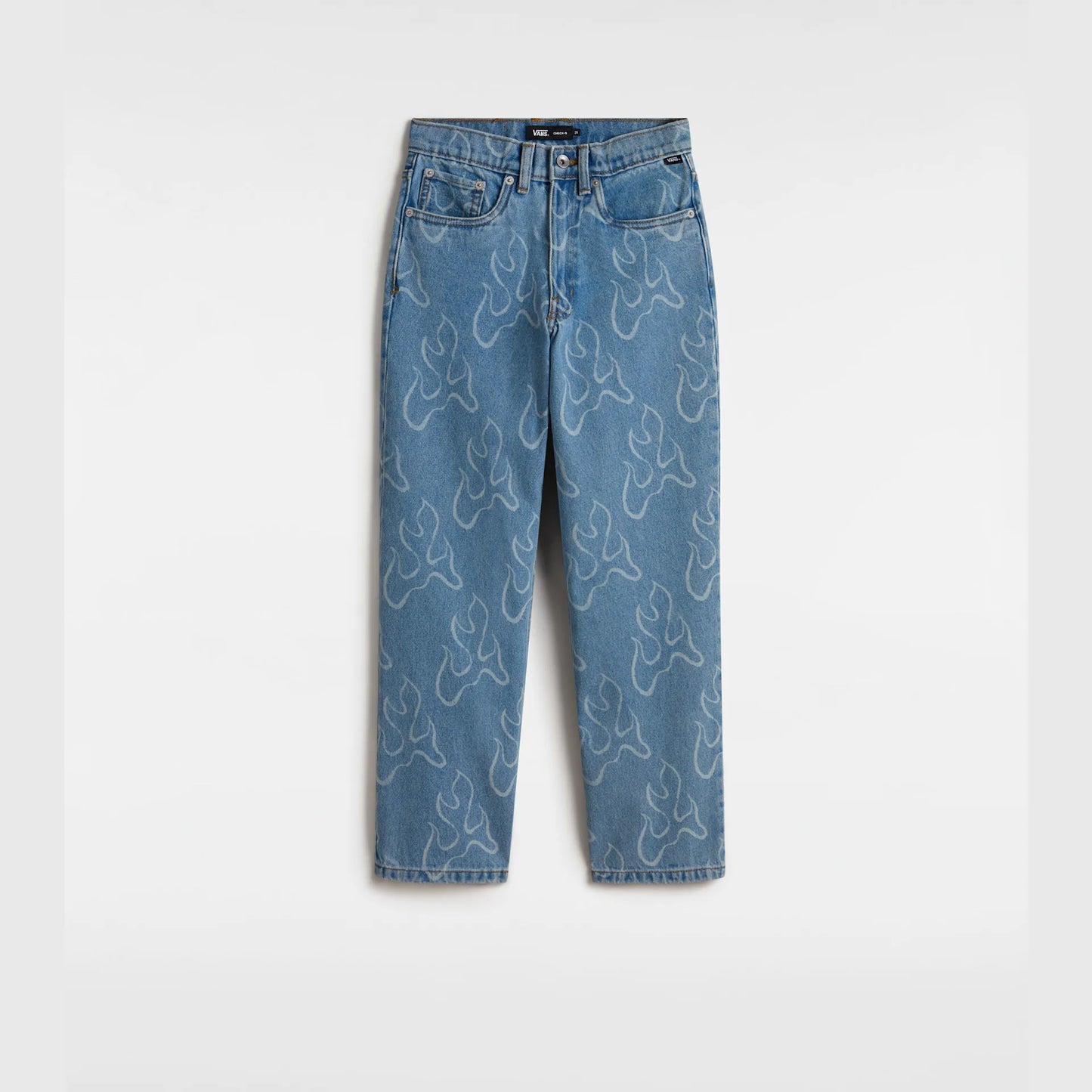 Jeans Check 5 in denim chiaro con fiamme - 8/14 ANNI