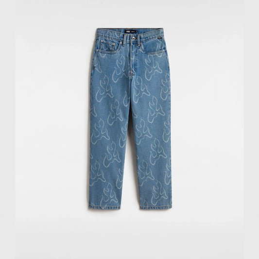 Jeans Check 5 in denim chiaro con fiamme - 8/14 ANNI