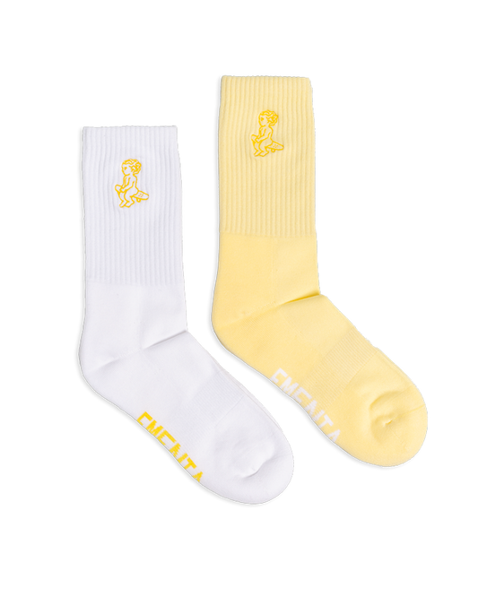 Calze Ikon giallo/bianco - 2 paia
