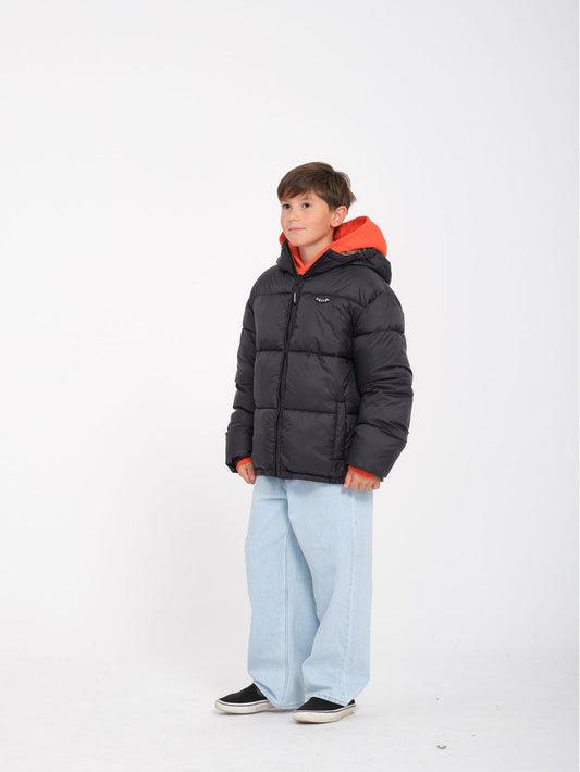 Giacca Icon puff con cappuccio reversibile nero/verde