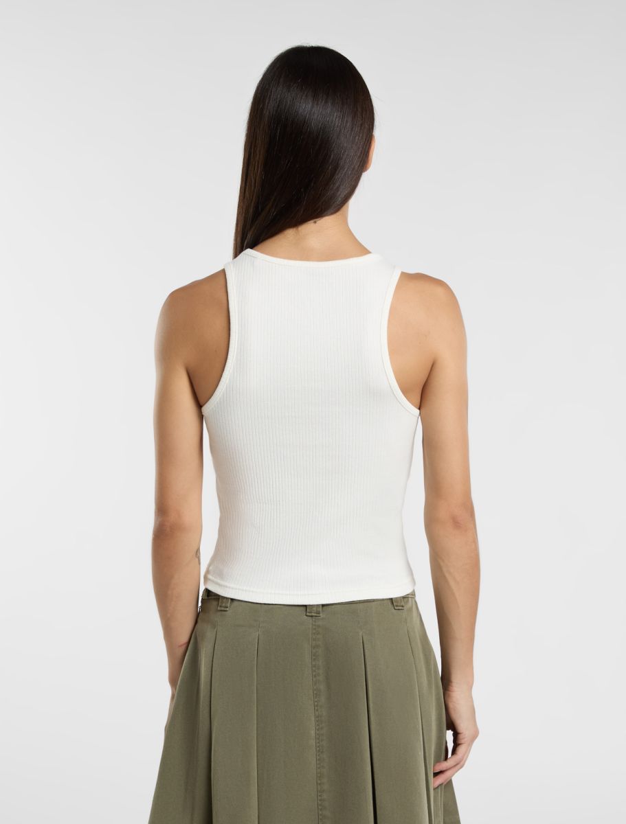 Canotta Rib a coste verde bianco