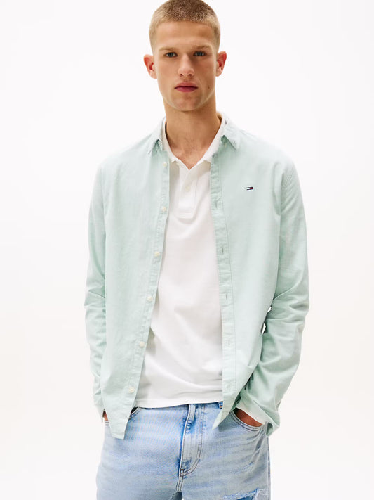 Camicia Oxford slim stretch verde
