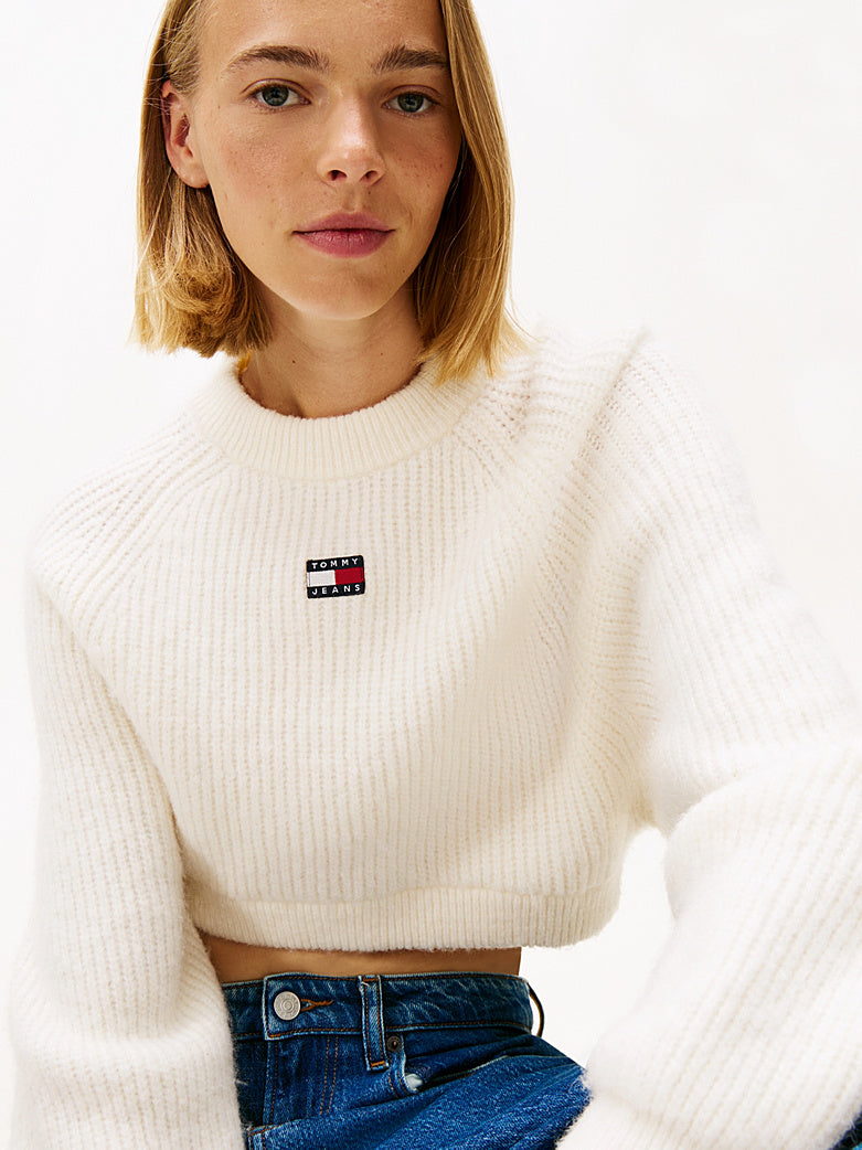 Pullover Tommy Jeans crop panna