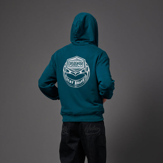 Felpa Ring full zip con cappuccio petrolio