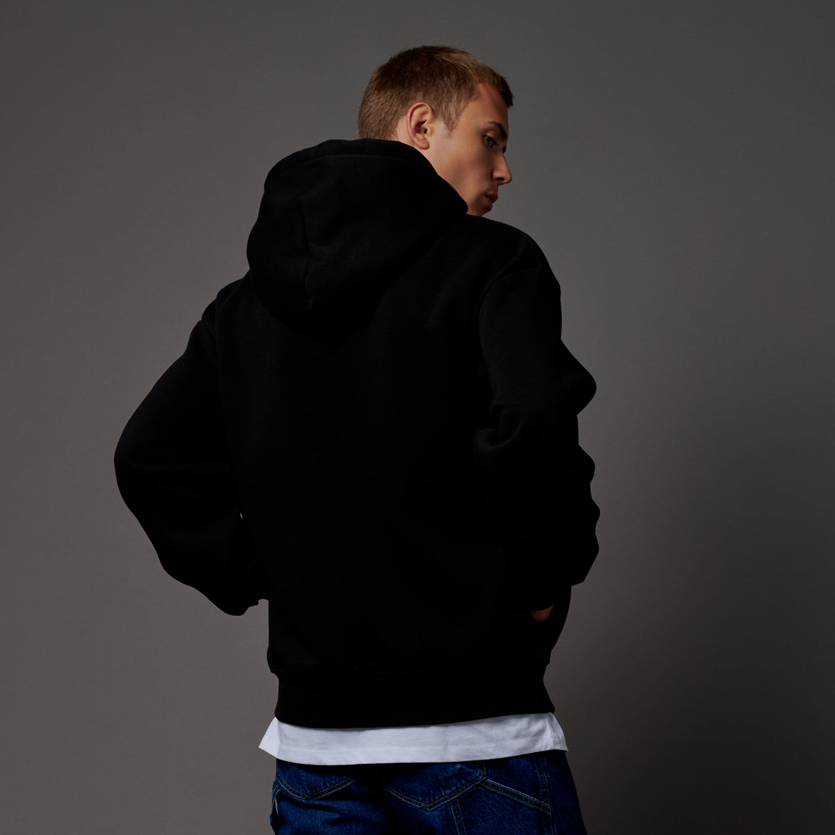 Felpa Japan full zip con cappuccio nero