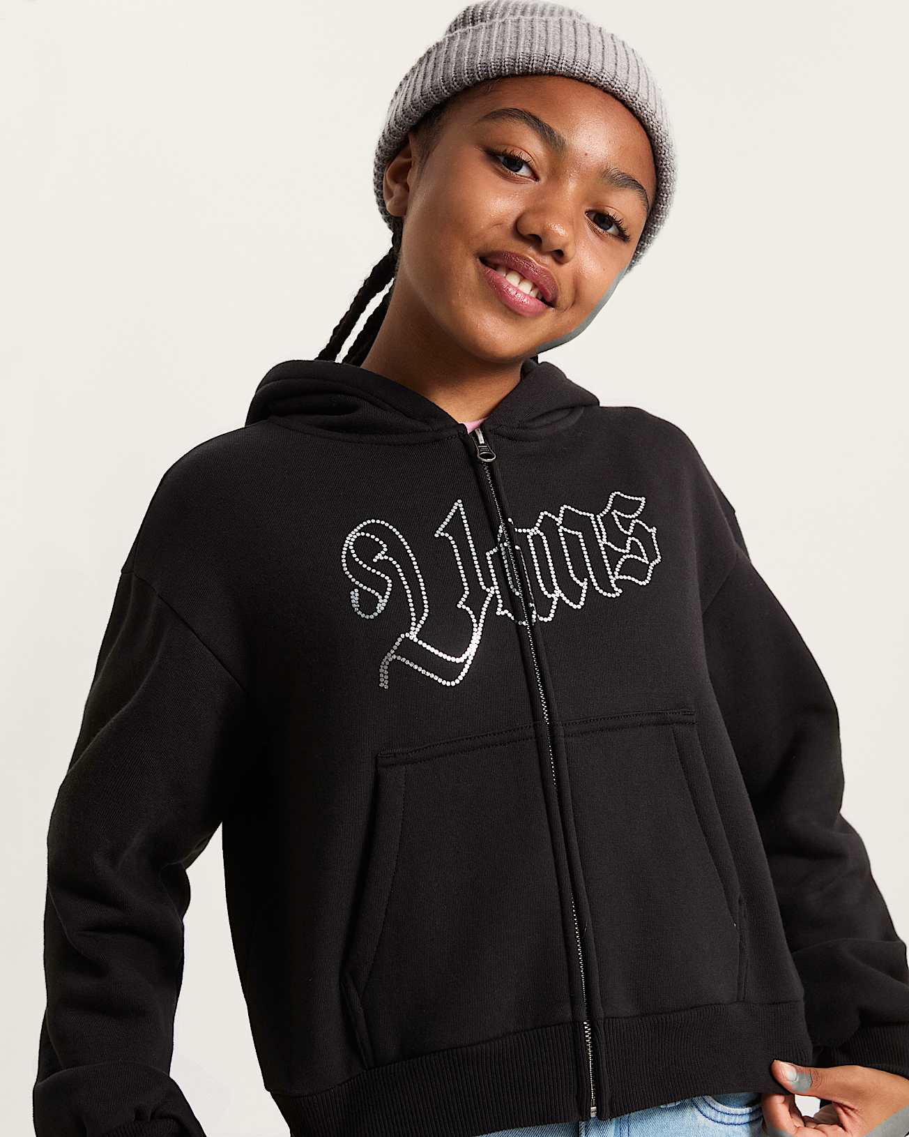 Felpa Shining full zip con cappuccio nero - 8/16 ANNI