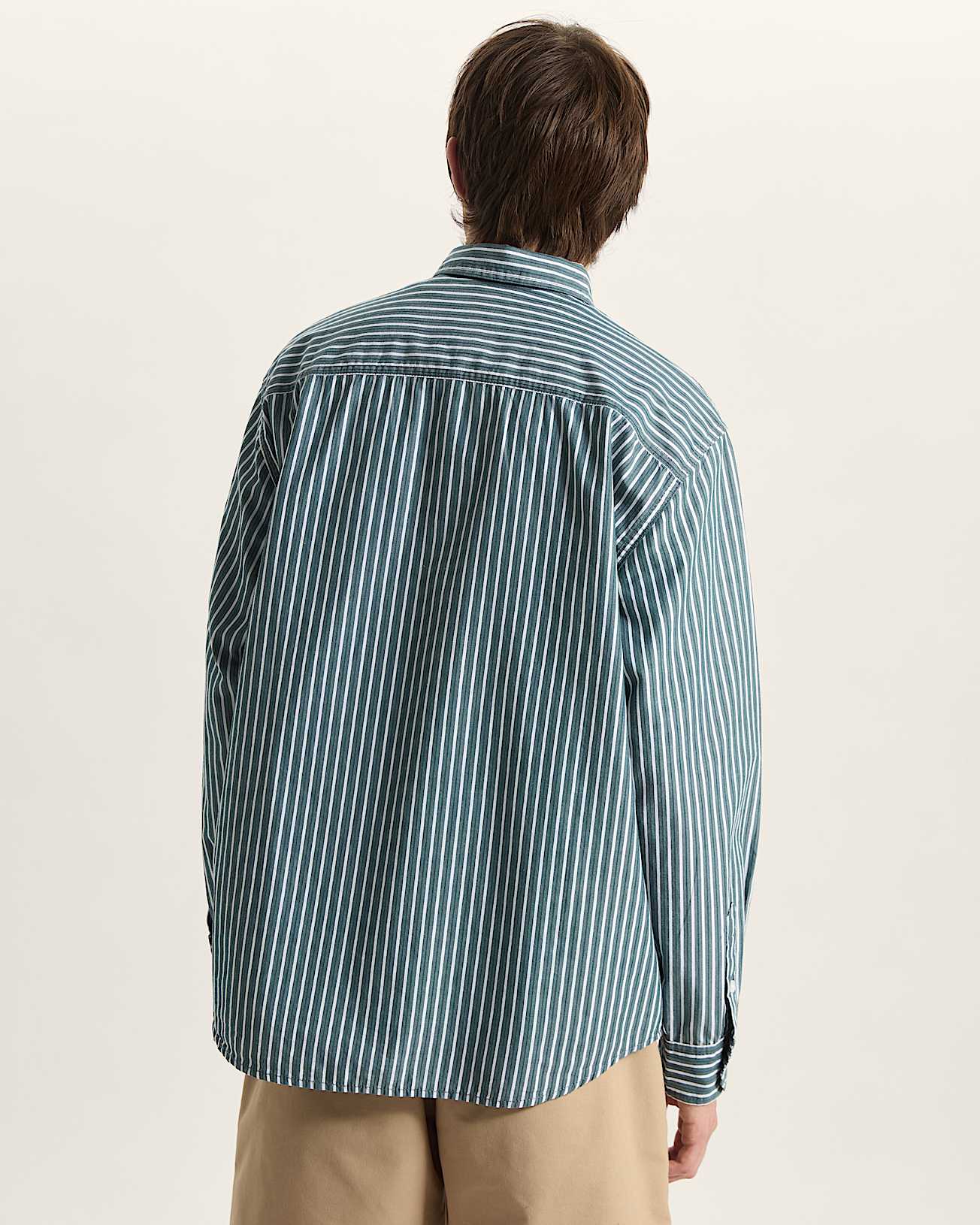 Camicia Dobby a righe bianco/blu