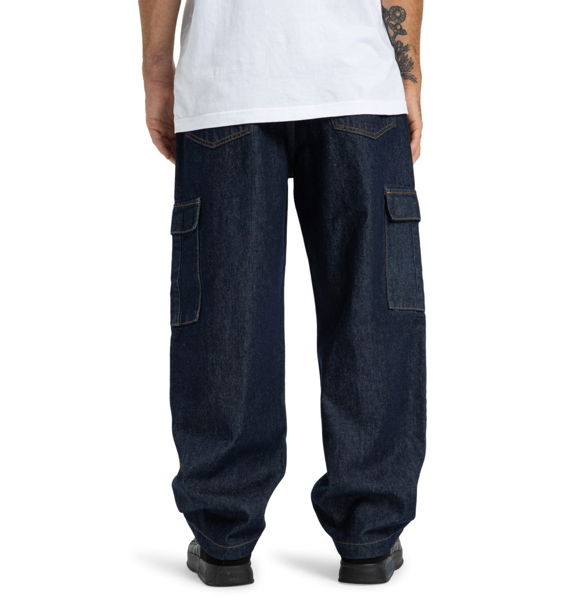 Jeans baggy cargo denim scuro