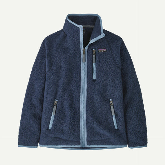 Felpa retro in pile full zip blu