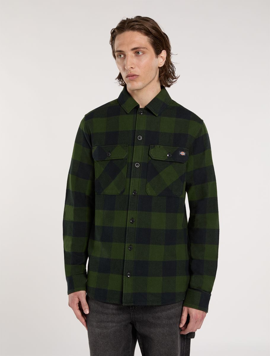Camicia Sacramento in flanella nero/verde