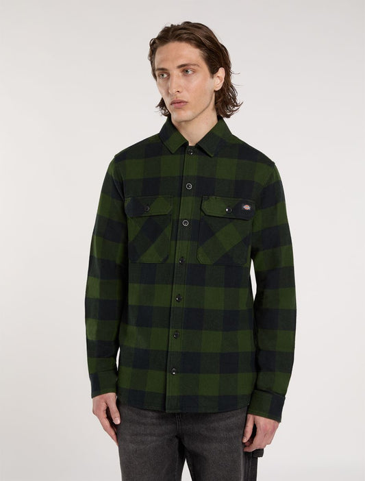 Camicia Sacramento in flanella nero/verde