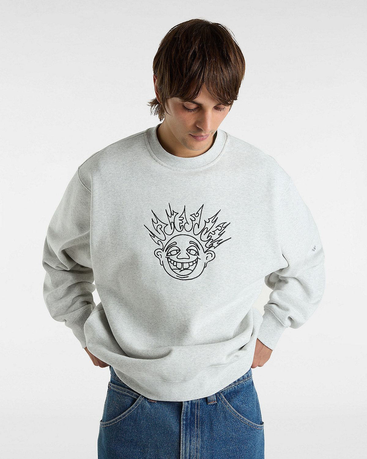 Felpa Skate smile girocollo grigio