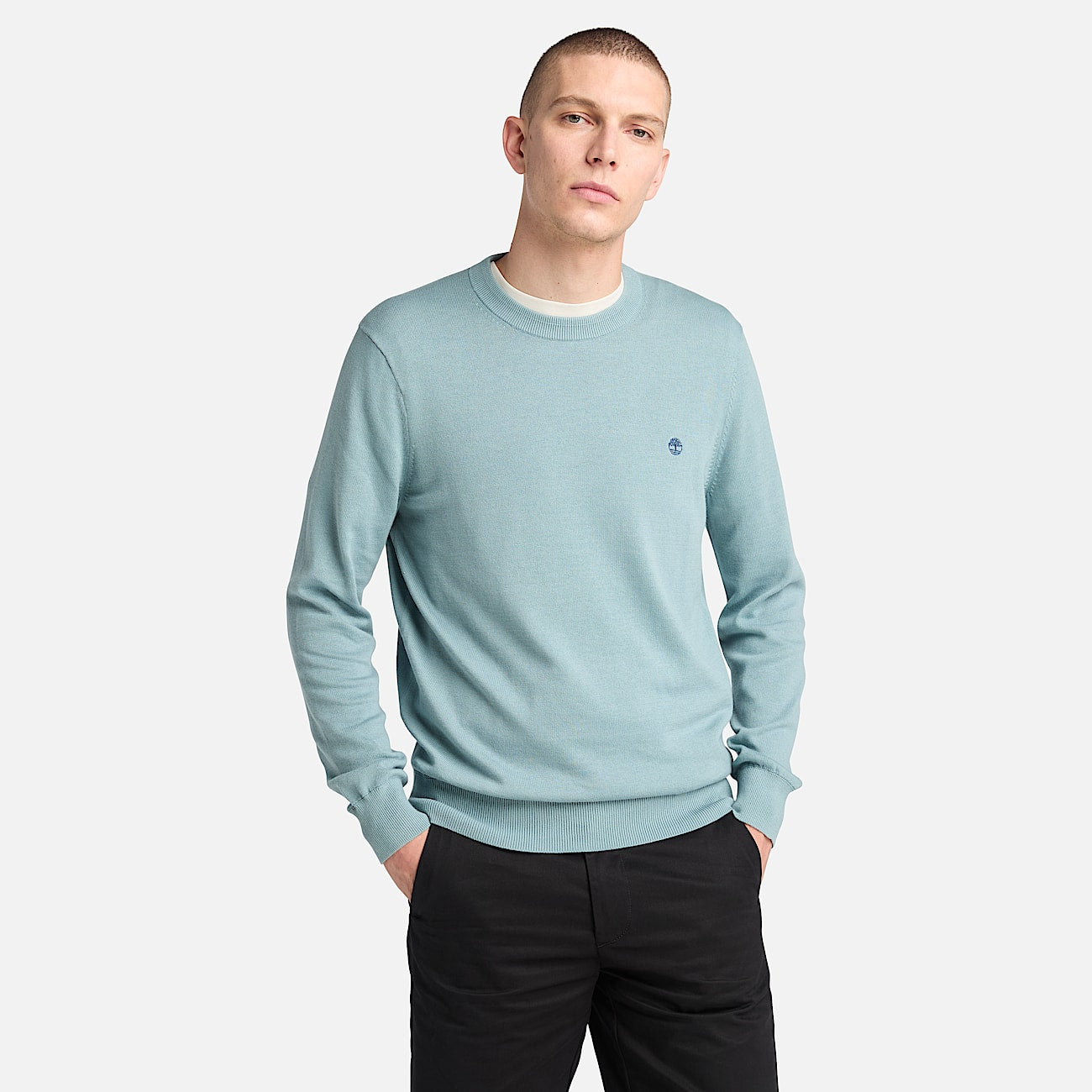 Maglione  Williams River girocollo celeste