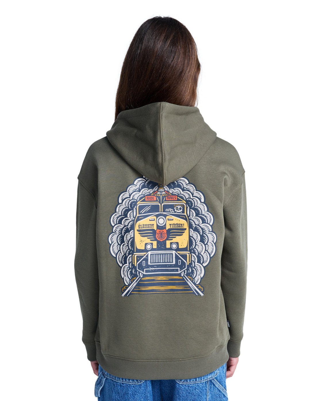 Felpa Timber freight train po con cappuccio verde - 8/16 ANNI