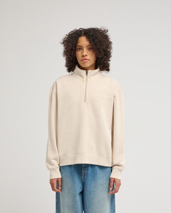 Felpa Lowcase girocollo 1/4 zip crema
