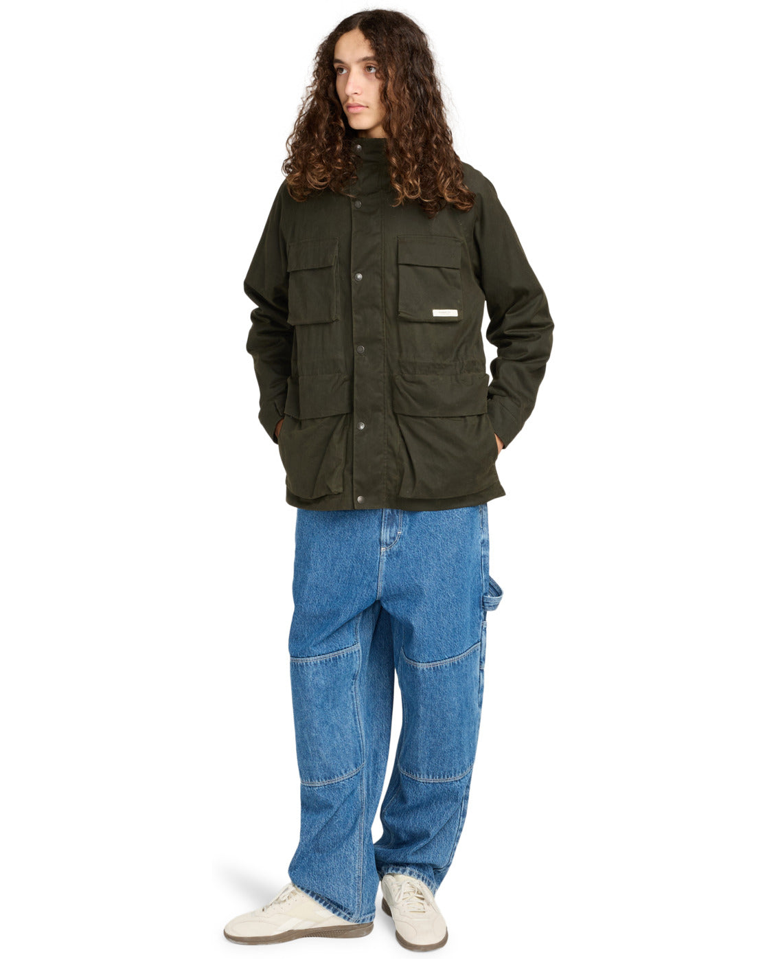 Giacca Field waxed con cappuccio verde