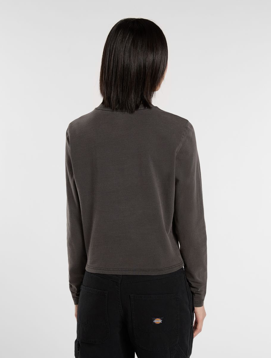 T-shirt Christiana a manica lunga nero slavato