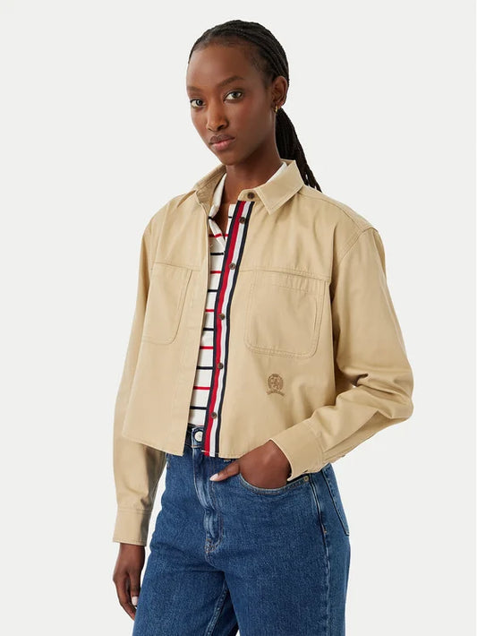 Camicia manica corta Tommy jeans crop sabbia